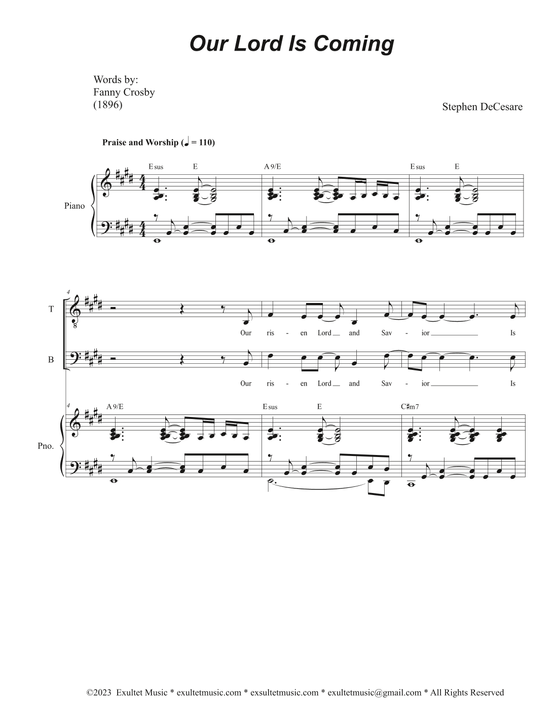 Our Lord Is Coming (SATB)