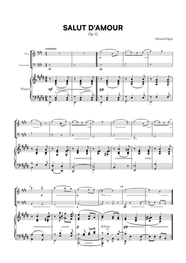 Edward Elgar - Salut d'Amour for Oboe, Cello and Piano (arr. Cadenza Editions)