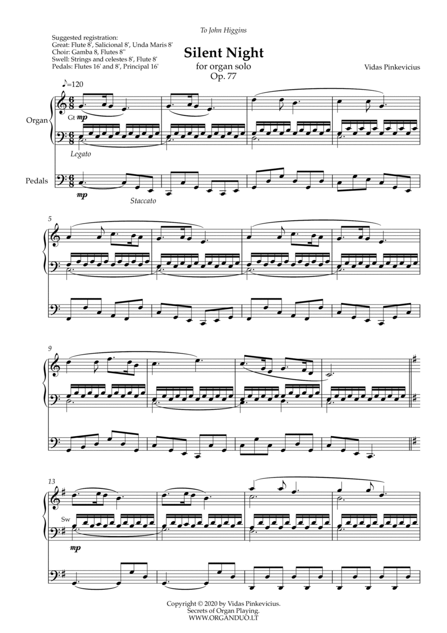 Silent Night, Op. 77 for organ solo by Vidas Pinkevicius