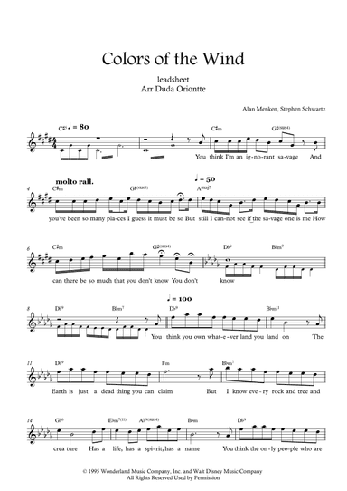 Colors Of The Wind (arr. Duda Oriontte)