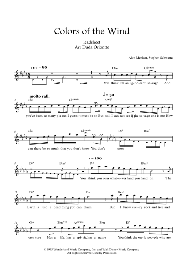 Colors Of The Wind (arr. Duda Oriontte)