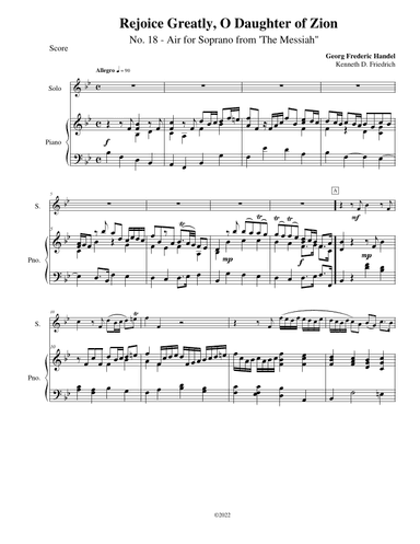 Rejoice Greatly, O Daughters of Zion (arr. Kenneth D Friedrich)