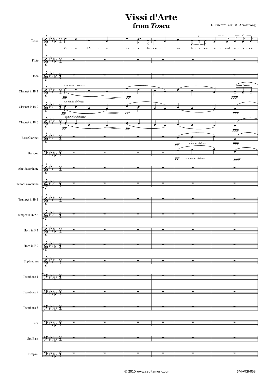 Vissi d'Arte from Tosca arranged for voice and concert band (arr. Mark Armstrong)