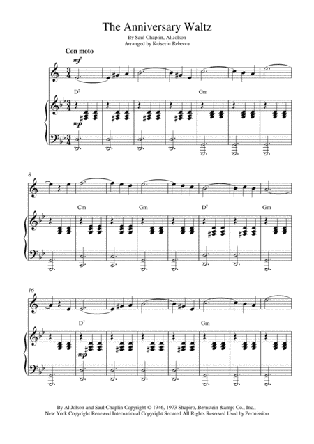 The Anniversary Waltz (arr. Kaiserin Rebecca)