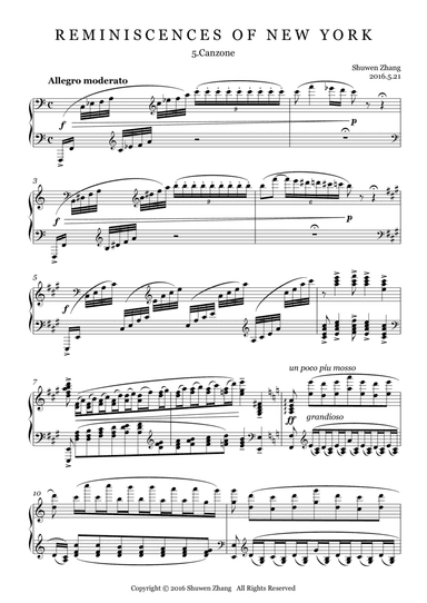 Reminiscences of New York,Bk.1,No.5:Canzone