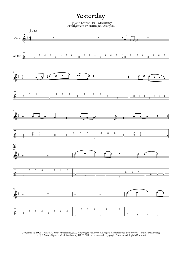 Yesterday (arr. Henrique F Mangoni)