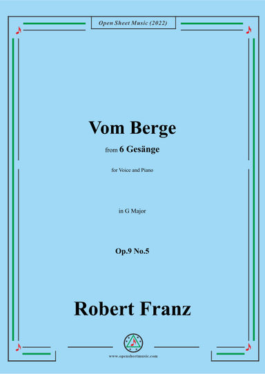 Franz-Vom Berge,in G Major,Op.9 No.5,from 6 Gesange (arr. OSM Press)