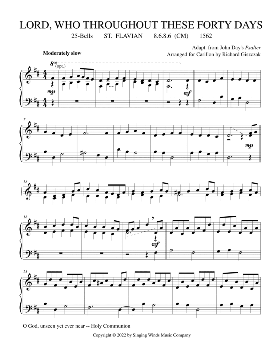 25B. Lord, Who Throughout These Forty Days (ST. FLAVIAN) (arr. Richard Giszczak)