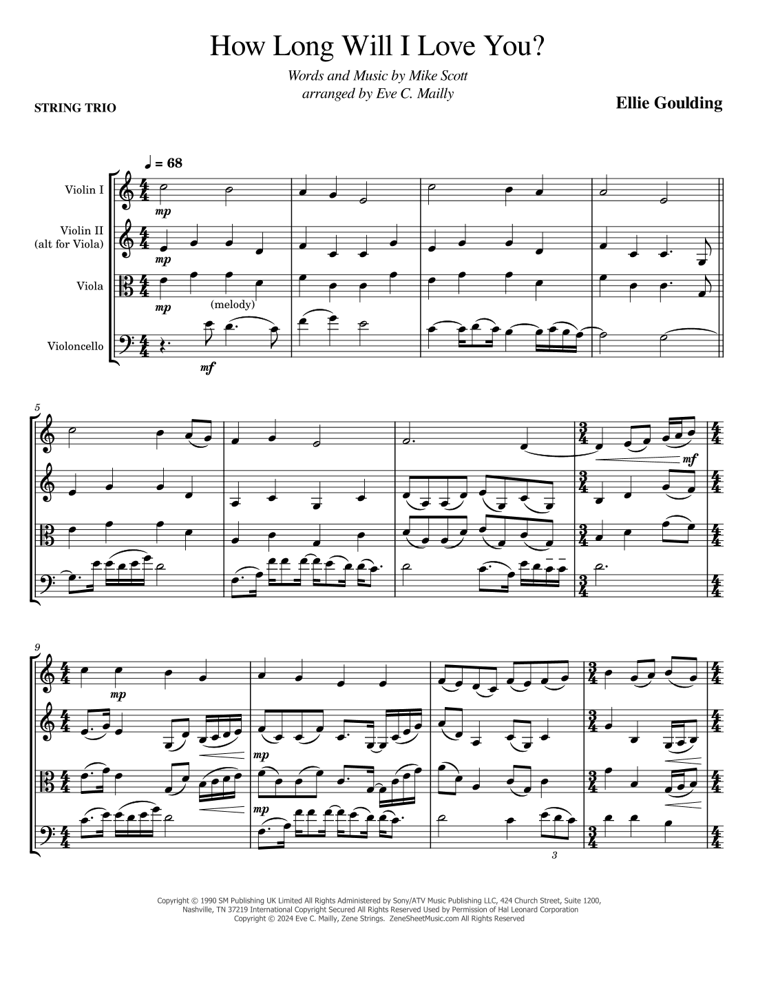 How Long Will I Love You (arr. Eve C. Mailly - Zene Strings)