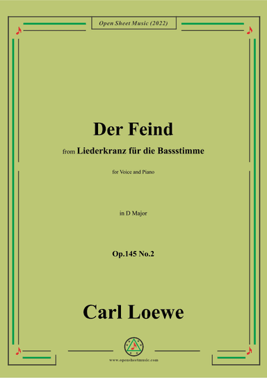 Loewe-Der Feind,in D Major,Op.145 No.2,from Liederkranz für die Bassstimme (arr. OSM Press)