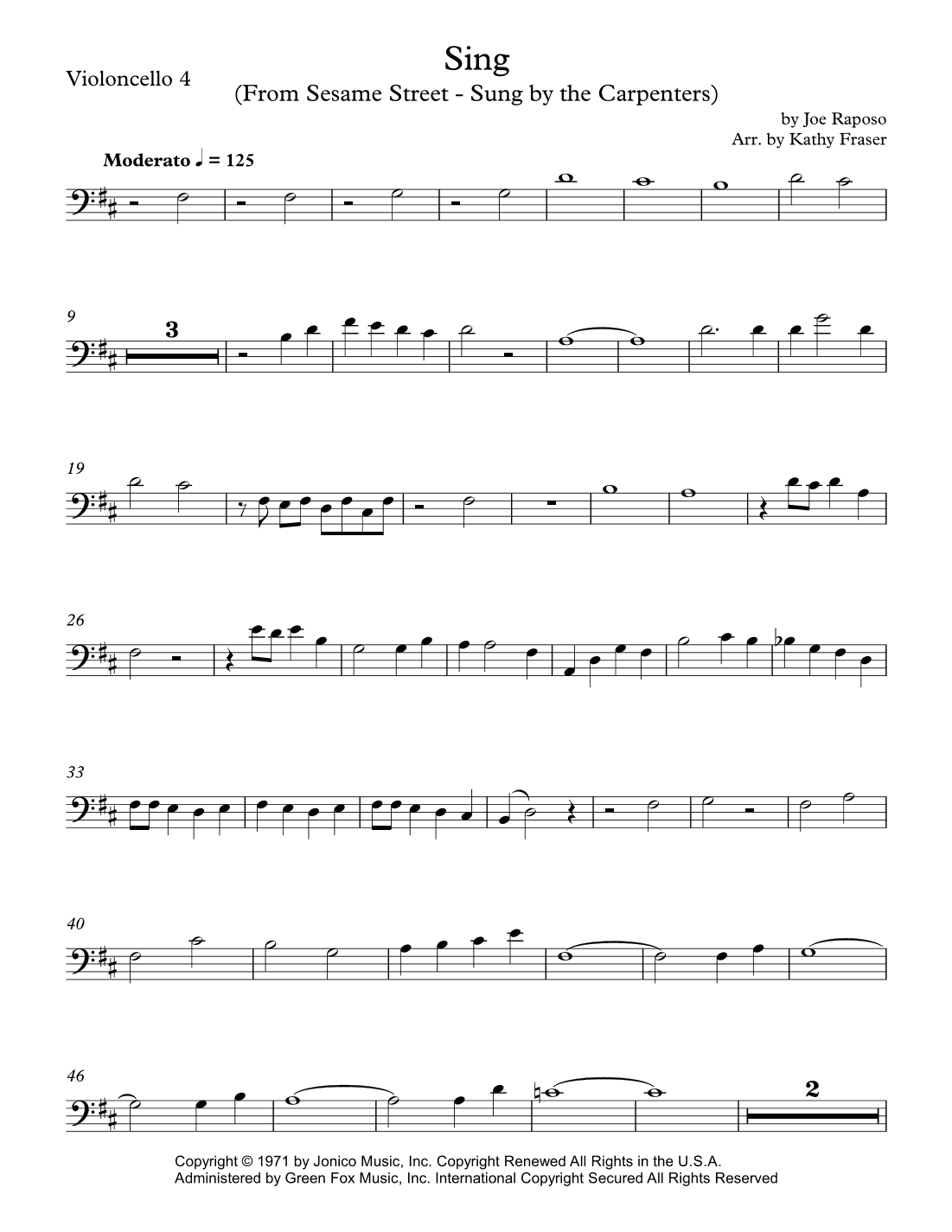 Sing (arr. Katherine L Fraser)