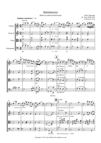 Intermezzo from Cavalleria Rusticana (arr. Susie Winkworth winkmusic.co.uk)