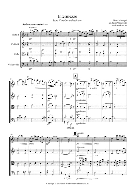 Intermezzo from Cavalleria Rusticana (arr. Susie Winkworth winkmusic.co.uk)
