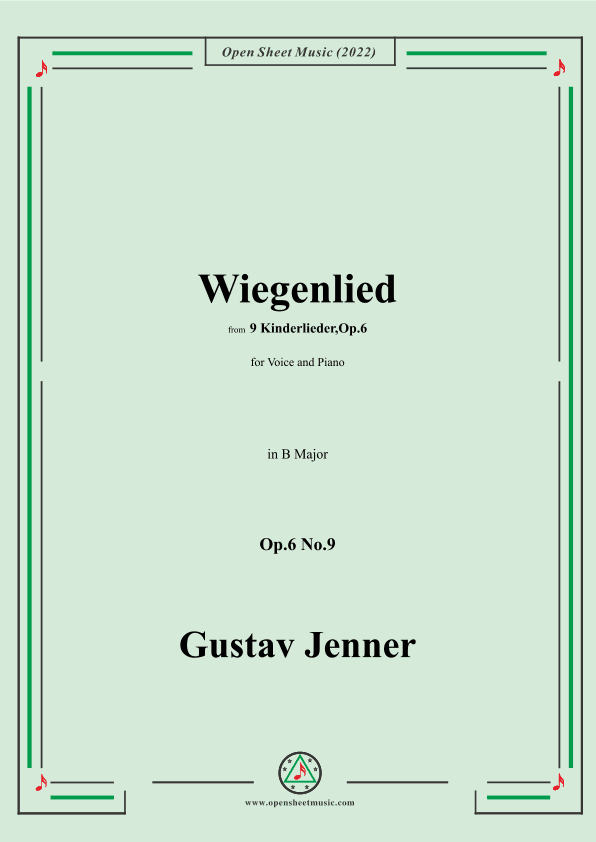 Jenner-Wiegenlied,in B Major,Op.6 No.9 (arr. OSM Press)
