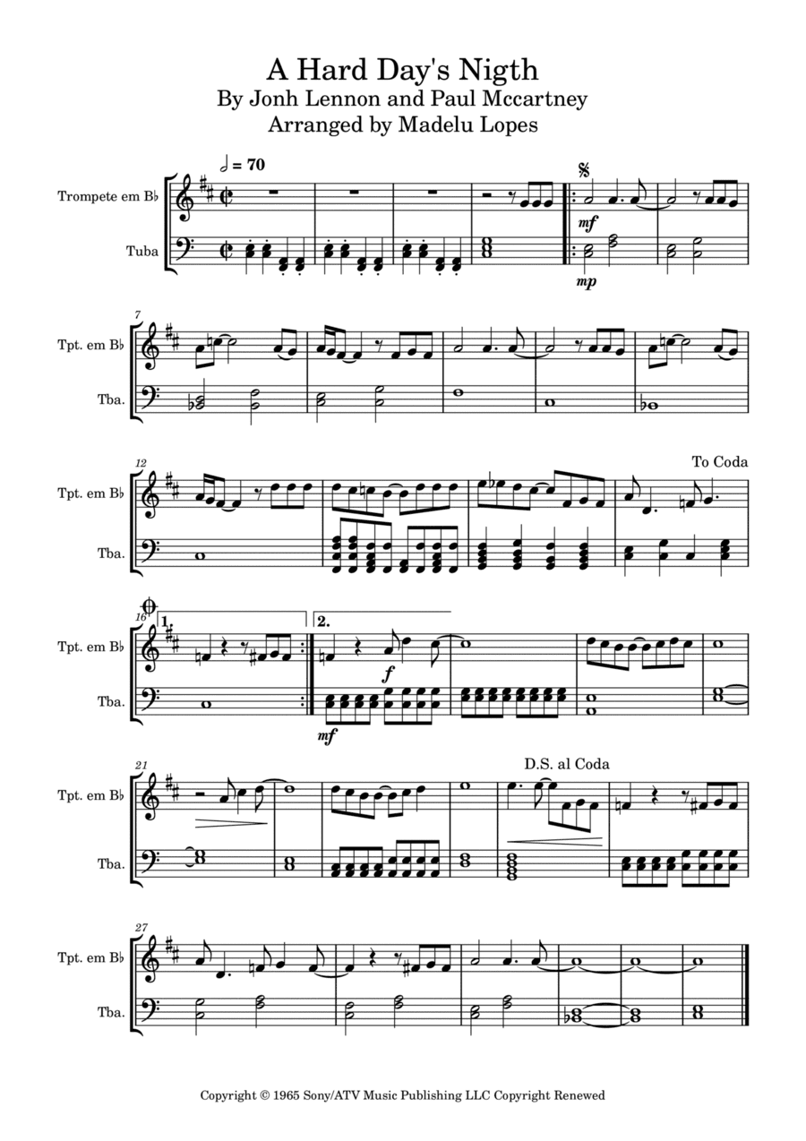 Another Hard Day's Night (arr. Madelu Lopes)