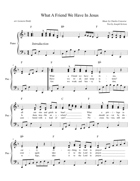 What a Friend We Have In Jesus (arr. Leonora Hardy)