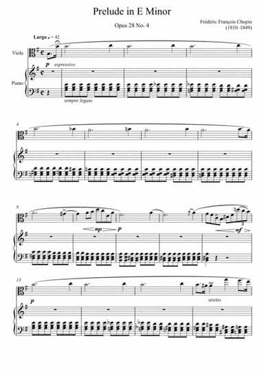 Frédéric Chopin - Prelude in E minor Opus 28 No.4 (Viola Solo) (arr. André Laitano)