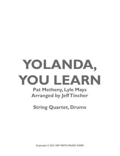 Yolanda, You Learn (arr. Jeff Tincher)