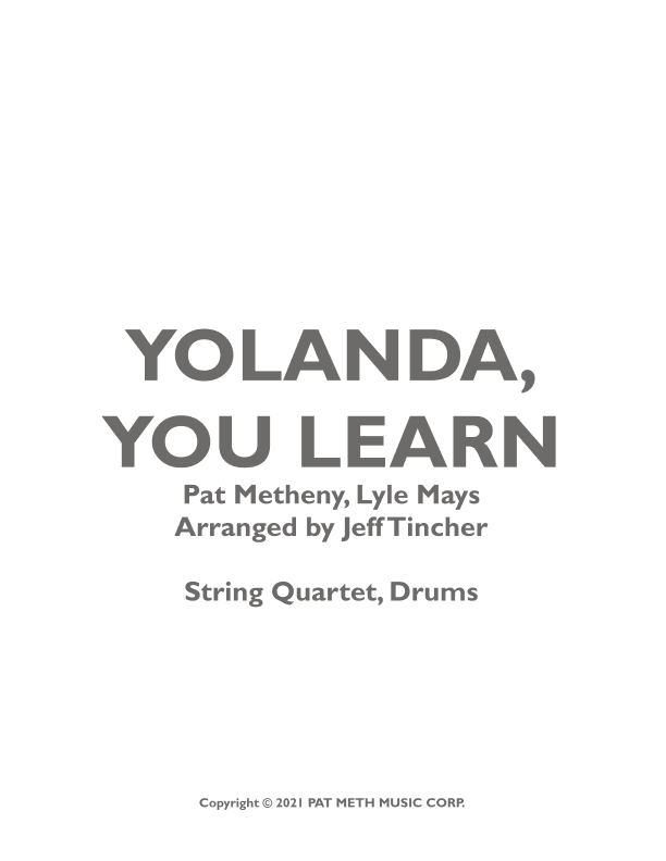 Yolanda, You Learn (arr. Jeff Tincher)