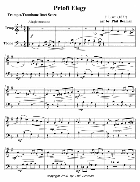 Petofi Elegy-Liszt-trumpet-trombone duet (arr. Phil Beaman)
