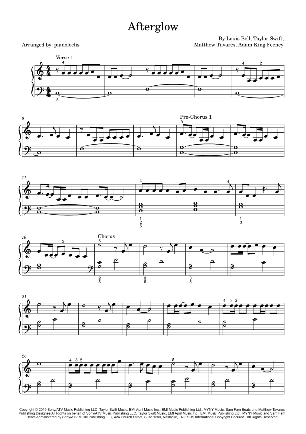 Afterglow (arr. pianofeelis)
