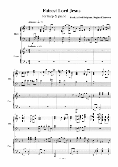Fairest Lord Jesus - harp & piano duet