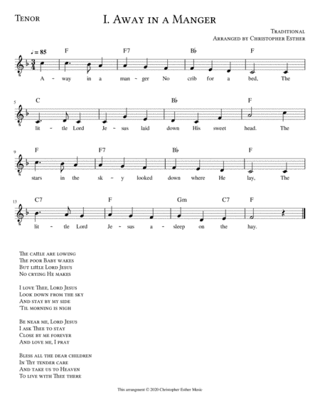 Away in a Manger for Tenor Voice (arr. Christopher Esther)