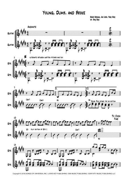 Young, Dumb And Broke (arr. Greg Hays)