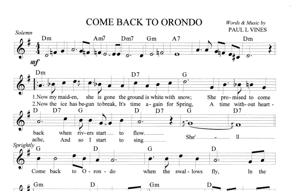 COME BACK TO ORONDO