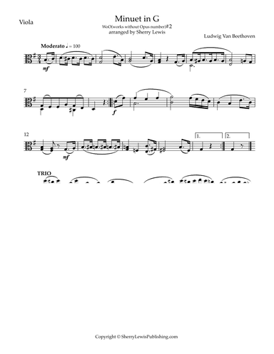 Minuet in G by Beethoven #2 -no opus (arr. Sherry Lewis)