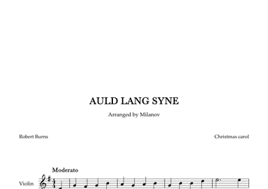 Auld lang syne  in G Violin Easy Christmas carol (arr. Milanov)