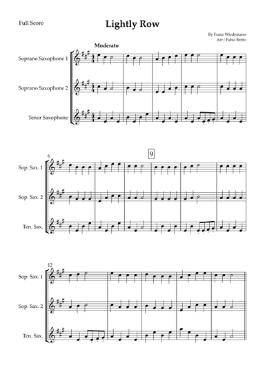 Lightly Row for Saxophone Trio (arr. Fabio Britto)