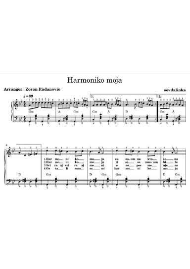 Harmoniko moja - for accordion beginner + lyrics (arr. Zoran Radanovic)