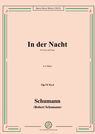 Schumann-In der Nacht,Op.74 No.4,in A Major (arr. OSM Press)