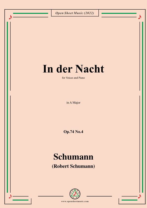 Schumann-In der Nacht,Op.74 No.4,in A Major (arr. OSM Press)