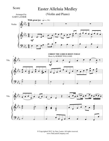 EASTER ALLELUIA MEDLEY (Duet – Violin/Piano) Score and Violin Part (arr. Gary Lanier)