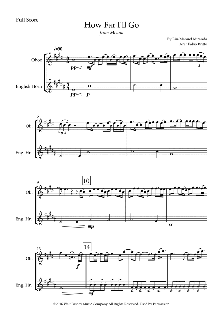 How Far I'll Go (arr. Fabio Britto)