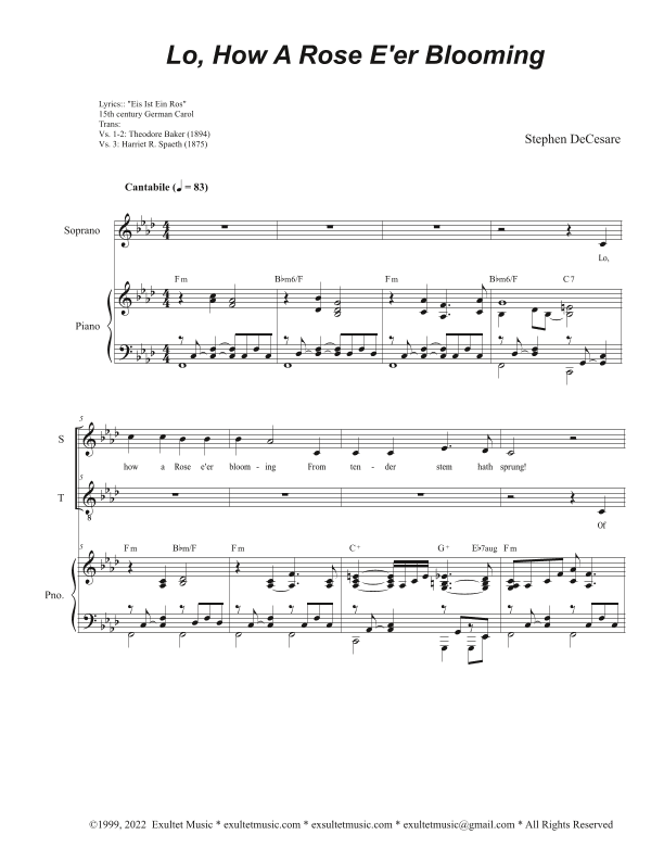 Lo, How A Rose E'er Blooming (Duet for Soprano and Tenor solo)