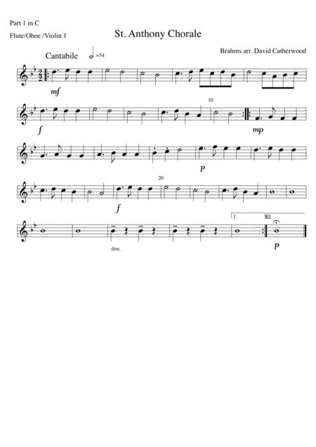 St. Anthony Chorale by Brahms arranged for String Quartet by David Catherwood (arr. David Catherwood)