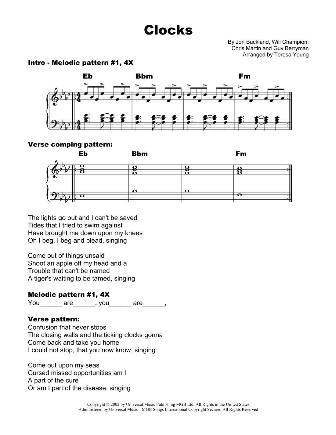 Clocks (arr. Teresa Young)