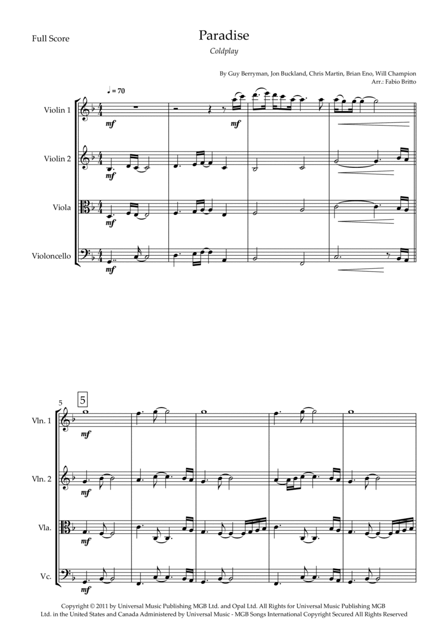 Paradise (arr. Fabio Britto)
