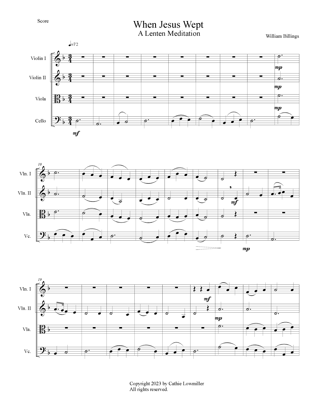 When Jesus Wept: A Lenten Meditation (arr. Cathie Lowmiller)