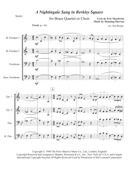 A Nightingale Sang In Berkeley Square (arr. Jim Bicigo)