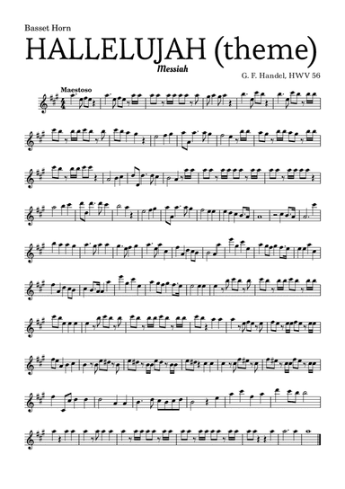 Aleluia (HALLELUJAH), of the Messiah - for Basset Horn and accompaniment (arr. Leyandder Trustworthy)