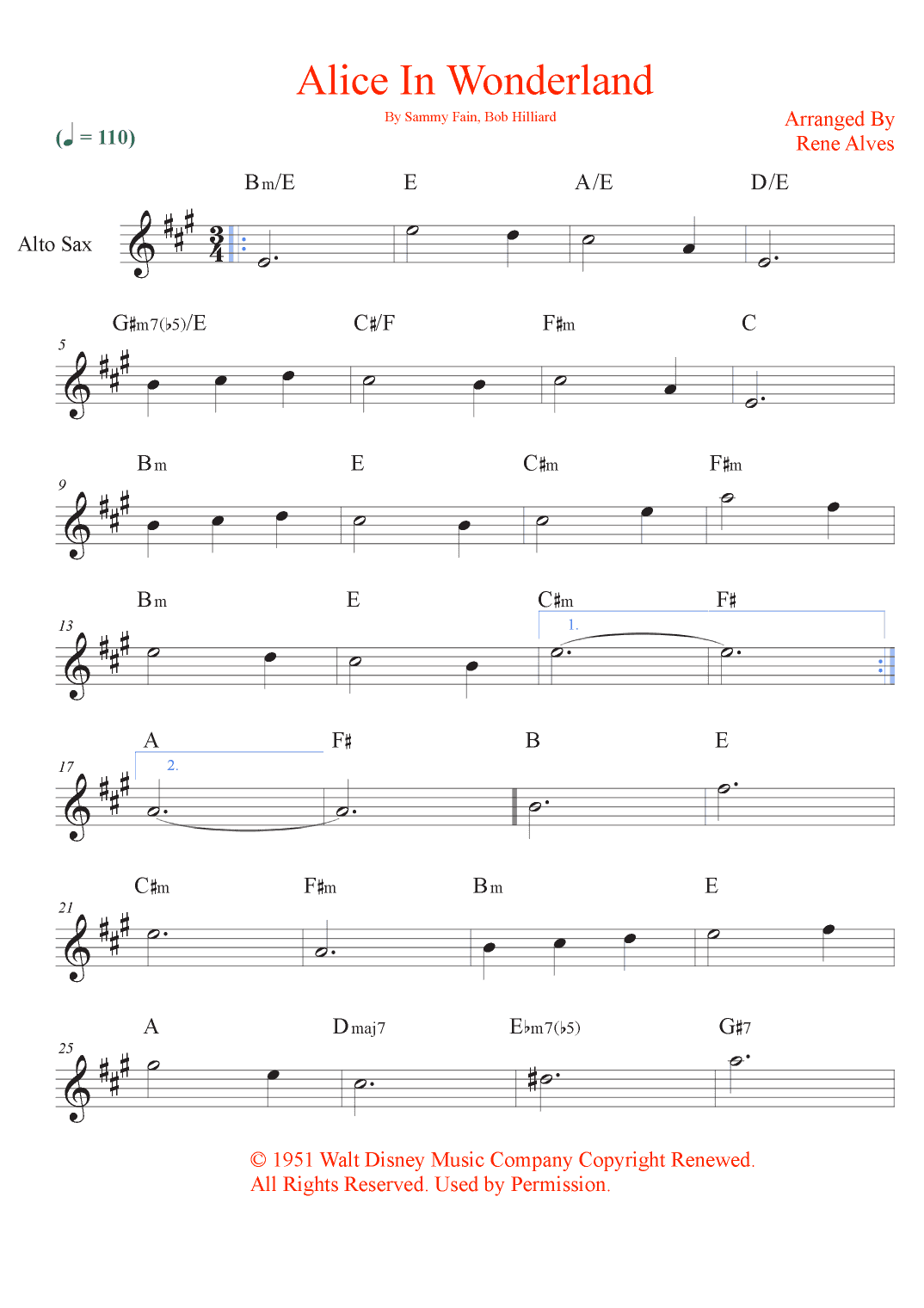 Alice In Wonderland (arr. Rene Alves)