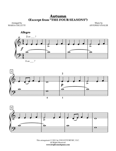 Autumn (from The Four Seasons) - Level 1 Piano (arr. Autumn (from The Four Seasons) - Level 1 Piano)