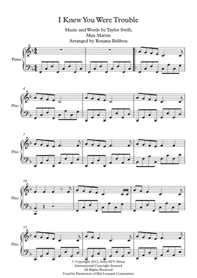 I Knew You Were Trouble (arr. Roxana Belibou)