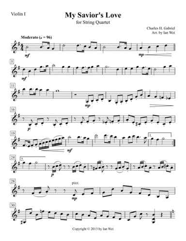 My Savior's Love for String Quartet (arr. Ian Wei)