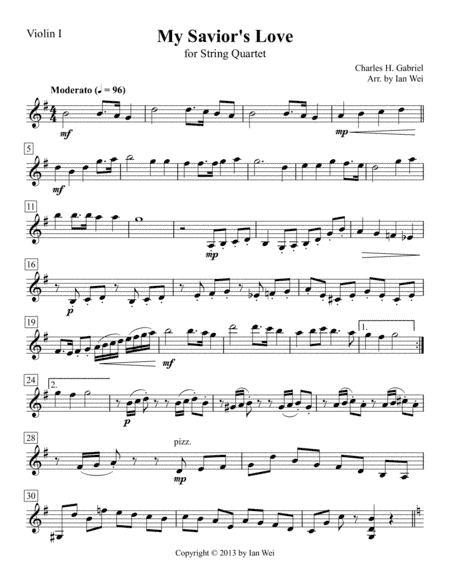 My Savior's Love for String Quartet (arr. Ian Wei)