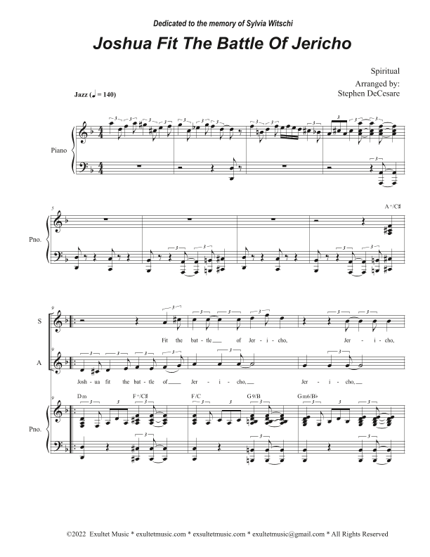Joshua Fit The Battle Of Jericho (Duet for Soprano and Alto solo) (arr. Stephen DeCesare)